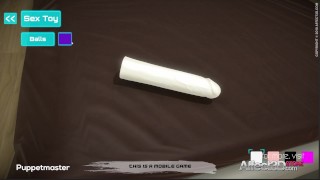 Big-tits girl have solo pleasure in the mobile game