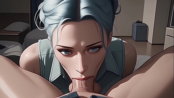 Blue Haired Beauty Gives Sloppy Blowjob Until You Cum In Her Mouth – [POV / AI]