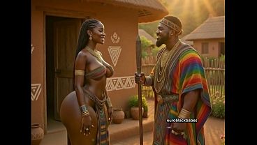 Sexy African AI ebony village maiden big boobs big ass seduced and raw fucked by handsome big dick prince. Hardcore creampie sex in traditional hut: blowjob, doggy, missionary, massive tits bouncing